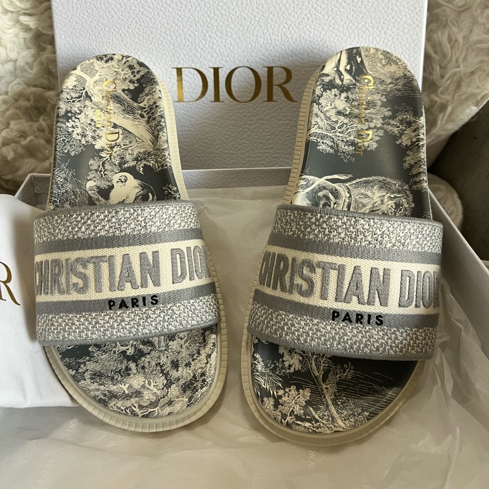 Dior Gray and Cream Sandals